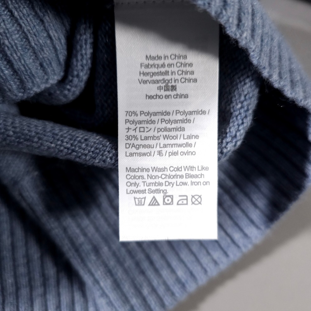 J.Crew Sweater Mens XL Blue Lambswool Blend Raglan Crewneck AA027 NEW - Picture 4 of 7